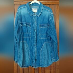 Free People Denim Button-Up Shirt